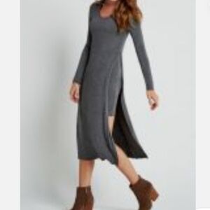 BCBGeneration Long Sleeve Double Layer Gray Dress